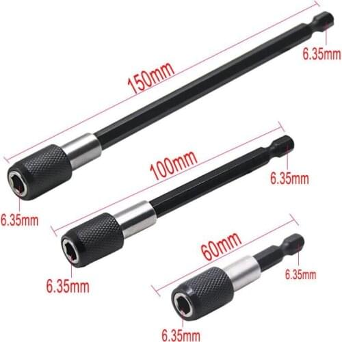 60mm 100mm 150mm 1/4 Inch Hex Shank Quick Release Screwdriver Bit Holder Extension Bar Socket For Changing Drill Bit