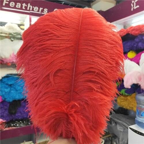Promotion 50pcs/lot High Quality Red Ostrich Feather 35-40cm/14-16inch Diy Party Carnival Jewelry Home Wedding Plumes
