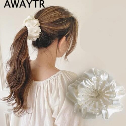 AWAYTR Fashion Satin Large Intestine Bun Bird Nest Hair Claw Horsetail Buckle Hair Clip Hair Accessories Female Ponytail Headwea