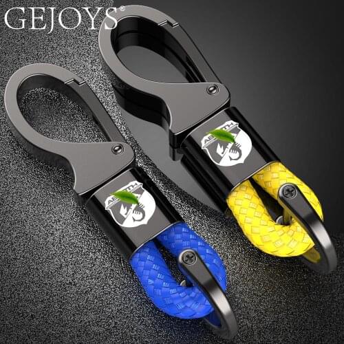 GEJOYS Car Keychain For Abarth Key Chain Fiat Abarth 595 500 Abarth 124 Fits Car Parts Abarth With Car Logo Key Ring