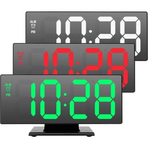Digital Alarm Clock LED Mirror Clock Multifunction Snooze Display Time Night LCD Light Table Desktop USB Cable dropshipping