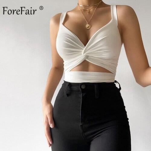 Forefair 2021 Summer Sleeveless Bodycon Sexy Basic Elastic Crop Vest Off Shoulder Tank Top Women White Fashion Streetwear Casual