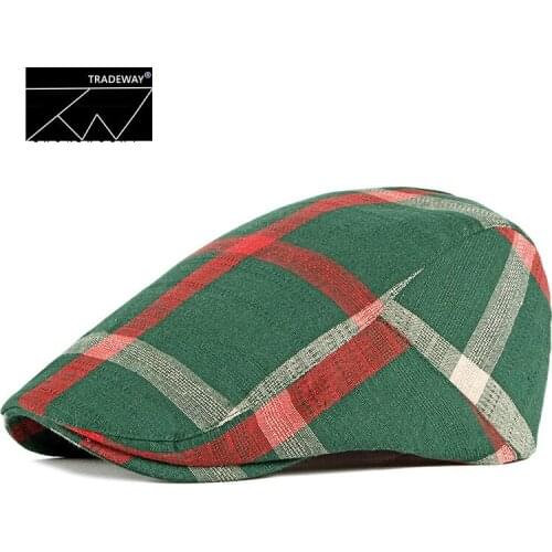 Spring summer Womens Plaid Flat Caps Male Casual Cotton Vintage Berets Hats Summer Spring Classic Checkered Stylish Gatsby Cap