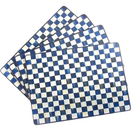 Royal Check Placemats ,Washable Table Mats, Set of 4 100% Cotton Plaid Woven Placemats Washable Heat Insulation Kitchen Table