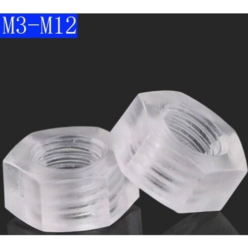 M3 M4 M5 M6 Metric Clear Plastic PC Hex Nuts Hexagon Hex Nuts for bolts screws DIN 934