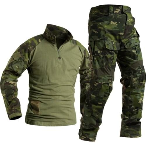 Man Military Clothing Sets Tactical Uniforms BDU Army Combat Suit Camouflage Long Sleeve T-shirts Cargo Work Pants
