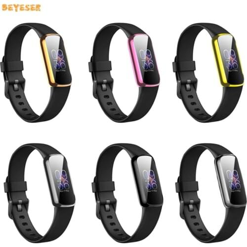 Soft TPU Plating Case For Fitbit Luxe Smart Band Cover Replacement Full Screen Protector Watch Protective Shell Bumper Frame