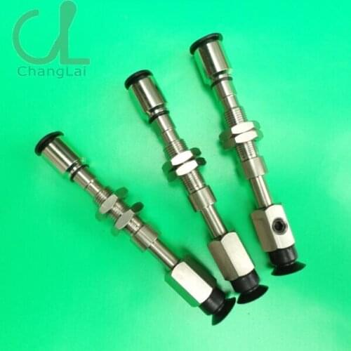 Small vacuum suction nozzle with cushioning stroke and miniature vacuum suction cup for a wide range of applications