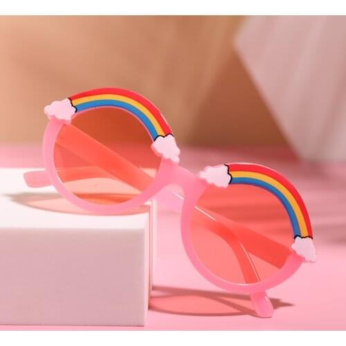 Hot Fashion Kids Fashion Sunglasses Rainbow Pattern Anti-UV Sunglasses Photography Props for Boys Girls 2-10T