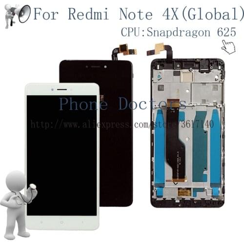 New 5.5'' Full Touch Screen Digitizer Glass + LCD Display Assembly With Frame For Xiaomi Hongmi Note 4X / Redmi Note 4x MBT6A5