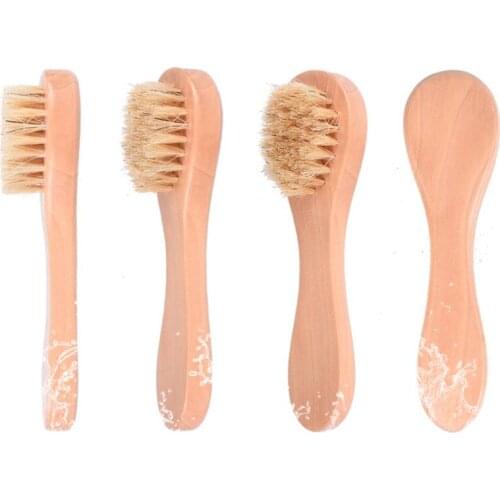 Face Cleansing Brush Facial Exfoliation Natural Bristles Cleaning Face Brushes with Wooden Handle LX8986