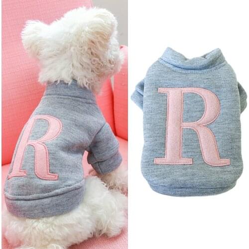 Cute Letter "R" Print Small Dog Coat Winter Warm Pet Clothes for Chihuahua Sweatshirt Puppy Cat Pullover Dogs Pets Clothing
