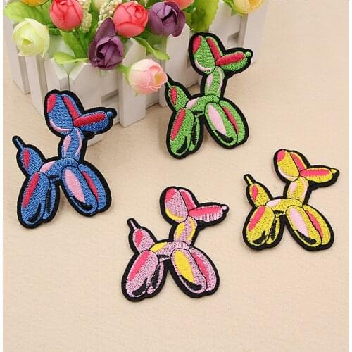 Lovely Embroidery Appliqued Patches Balloon Dog Shape Kids Clothes Dress Hat Jeans Lapel Backpack Decorations 7.7*7.2 1 PC