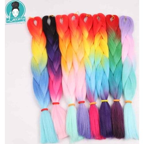 Luxury For Braiding 10pcs bulk buy Henlon 24" 60cm Brown Blonde Grey Green Two Tone Ombre Braiding Hair Synthetic Jumbo Braids