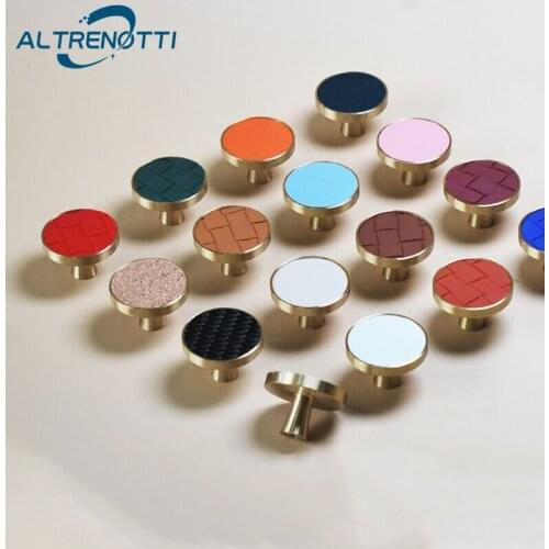 Cabinet Handle Leather Brass Furniture Drawer Door Pull Modern Nordic Single Hole Kitchen Cupboard Wardrobe Closet Knob Hardware