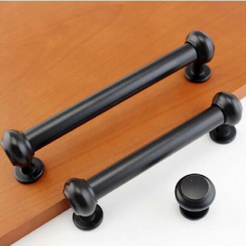128mm/160mm/1 hole kitchen cabinet Knobs black cupboard pulls zinc alloy drawer dresser wardrobe furniture handles knobs pulls