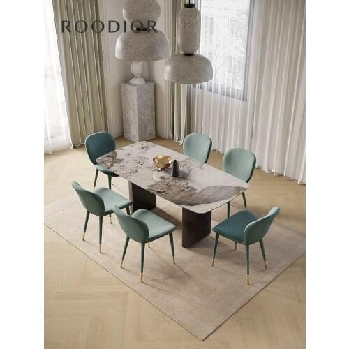 Modern light luxury rock slab dining table Italian style table dining home small apartment dining table and chair combination