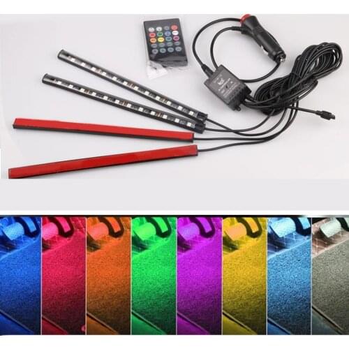 Led Car Foot Ambient Light With Cigarette Lighter Music Control RGB Auto Interior Decorative Atmosphere Lights