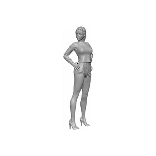 Unassambled 1/20 modern woman stand with hair (NO BASE ) Resin figure miniature model kits Unpainted