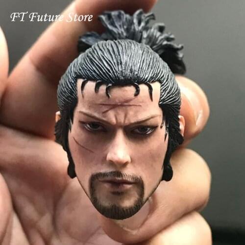 In Stock New 1/6 Male Figure Accessory Japanese Samurai Miyamoto Musashi Head Carved Sculpt Accessory Model for 12'' Body