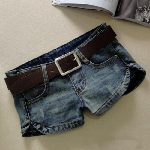 New denim shorts women summer fashion low waist elastic sexy women split jeans shorts