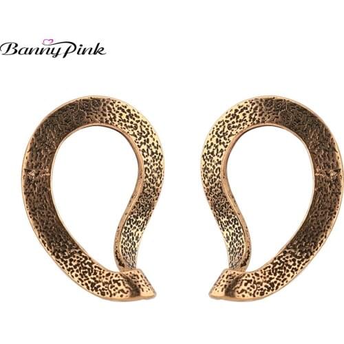 Banny Pink Vintage Gold Buckle Chain Link Studs Earrings For Women New Punk Geo Pendant Post Earrings Black Ant Heart Earrings