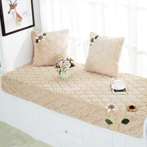 1 Piece Creative Plush Super Soft Sofa Protector Sofa Cover Pure Color Fashionable Non-slip Sofa Towel Bay Window Floor Cushion