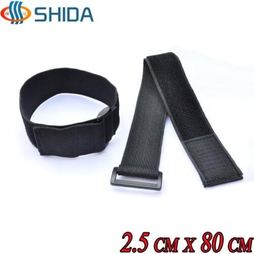 10pcs 2.5cm x 80cm Nylon Self Adhesive Elastic Strap Fastening Tapes with Plastic Buckle Stretch Hook and Loop Cable Ties Sticky