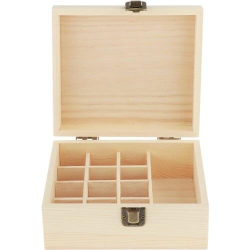 13 Compartments Bottles Wooden Essential Oil Storage Box Carrying Bag