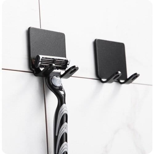 2 Pcs Punch Free Razor Holder Storage Hook Wall Men Shaving Shaver Shelf Bathroom Razor Rack Wall Bathroom Accessories