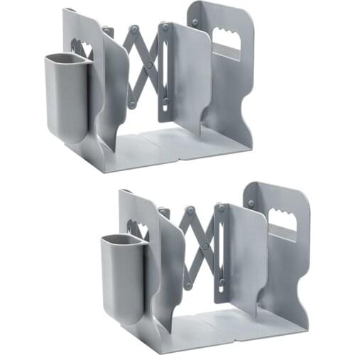 2 Pcs Adjustable Book Stand Rack with Pen Holder,Book Shelve Organizer for Home&Office Desk,Organizer Bookshelf