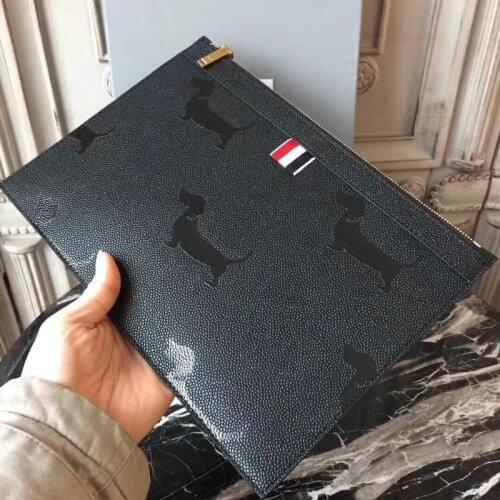 2021 Fashion TB Brand Briefcase Genuine Leather Messenger Bags Puppy Print Black Casual Envelope Bag Men Women Hand Bags