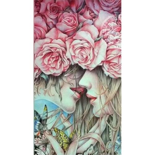 2021 New 5D DIY Full Round Diamond Painting Charming Girl 3D Embroidery Flower Cross Stitch Rhinestone Mosaic Home Decor Y1526