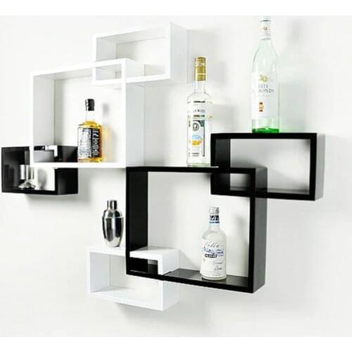 3pcs one set rectangle wooden wall clapboard creative decorative shelf living room wall shelf storage rack