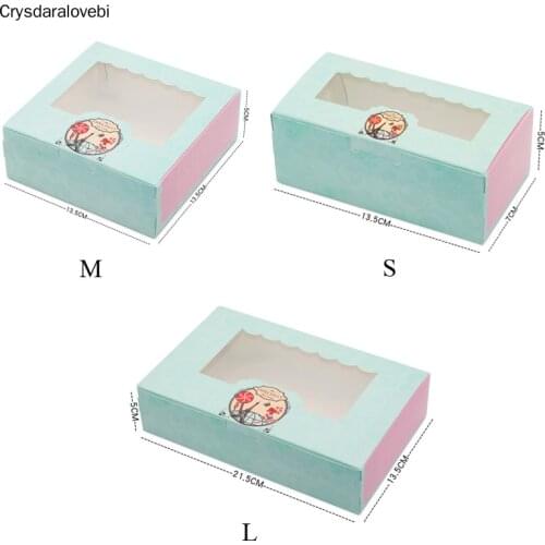 50pcs Paper Gift Box With Window Wedding Party Iron Tower Kraft Paper Cake Box Food Packaging Candy Cookies Cupcake Egg Tart Box