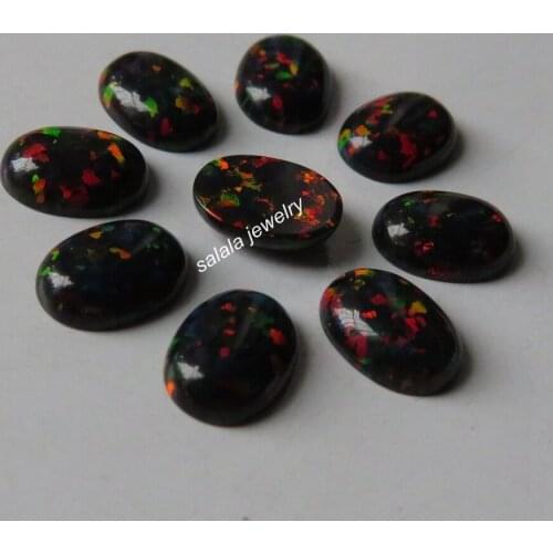 50pcs/ lot OP71 Black Oval Opal 6x8mm Oval Opal Stone ,Synthetic Oval Cabochon Opal for Body Piercing Jewelry