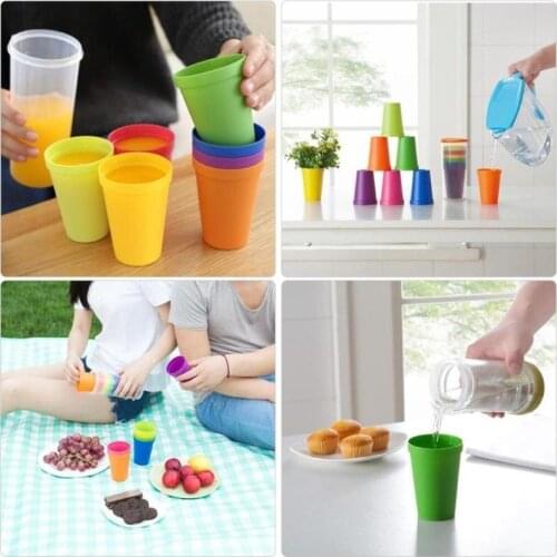 7PCS Coffee Mugs Coffee Cups Sets Portable Rainbow Color Tea Cups Picnic Tourism Camping Plastic Water Cups Sets Drinkware