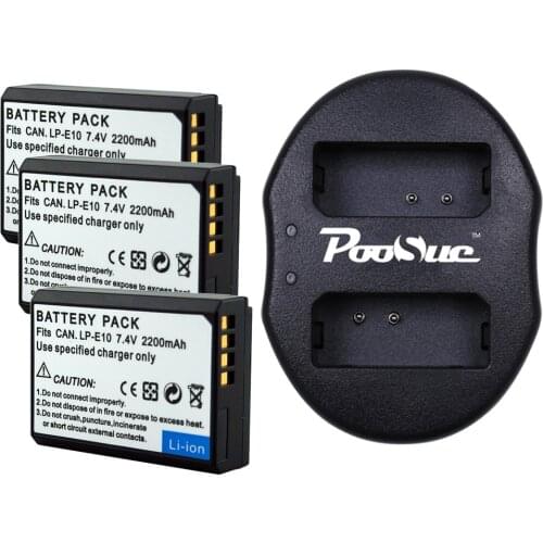 PooSue LP-E10 LP E10 Battery for Canon Camera EOS 1100D 1200D 1300D 2000D 4000D Rebel T3 T5 T6 KISS X50 X70 L10