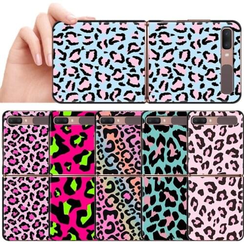 Leopard Print Case For Samsung Galaxy Z Flip 6.7" Hard PC Cover Mobile Phone Bag ZFlip 5G Segmented Protect Capa