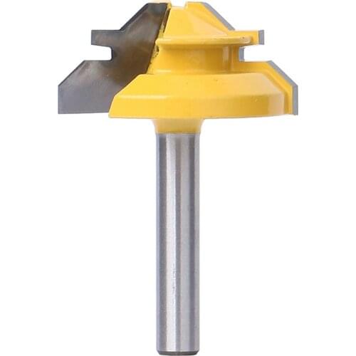 Woodworker Lock Miter Router Bit 45 Degree Width 1-3/8" Woodworking Drill Bit 1/4" Shank Tenon Cutter Woodwork Milling Cutters