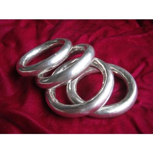 Ethnic jewelry Personality Handmade Miao silver bracelet Exaggerated glossy hollow bracelet