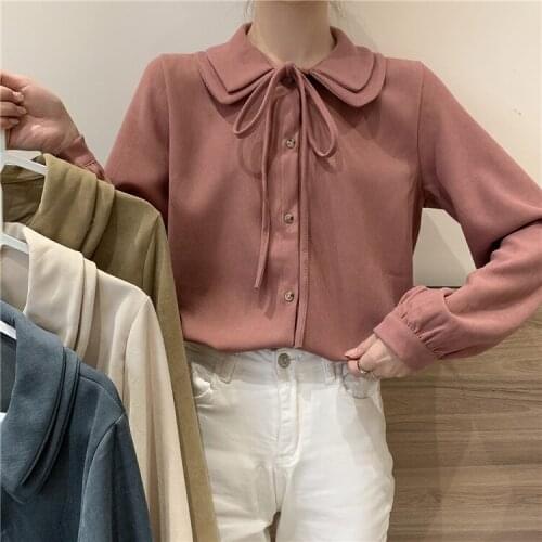 Fy8877 2021 spring summer autumn new women fashion casual chiffon shirt woman female OL vintage long sleeve casual tops