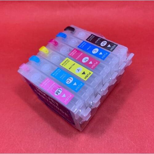 YOTAT Refillable ink cartridge T0821 T0821N - 6 for Epson Stylus R270 R390 RX590 TX700W TX800W TX720 TX700 TX800 RX610 printer