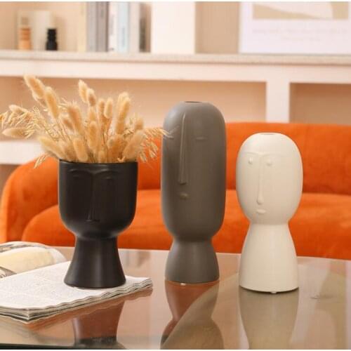 Nordic Creative Human Face Ceramic Vase Adornments Coffee Table Furnishings Crafts Home Livingroom Desk Accessories Decoration