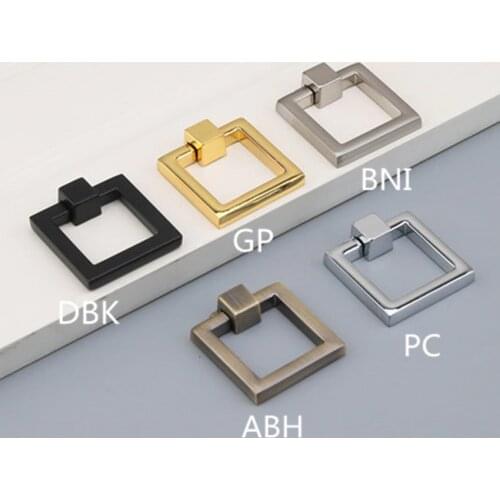 Fashion simple chrome gold square drop ring drawer shoe cabinet tv cabinet knob black ORB antique brass nickel cupboard handle
