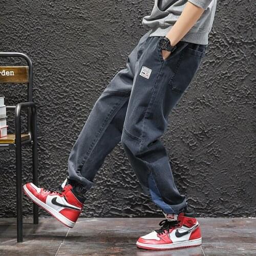 Men Jeans Distressed Pants Zipper Fly Regular Full Length Casual Loose Clothing Simple Fashion Trousers Plus Size M-8XL