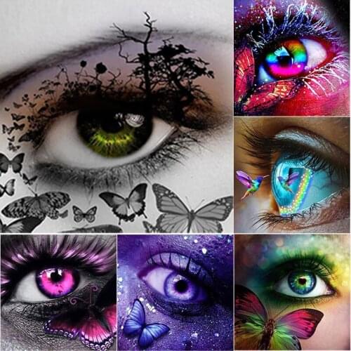 New 5D DIY Diamond Painting Butterfly Eye Diamond Embroidery Scenery Cross Stitch Full Square Round Drill Crafts Home Decor Gift