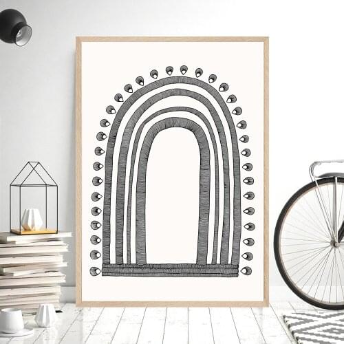 Boho Celestial Hand Line Wall Art Mid Century Abstract Heart Poster Beige Black Canvas Print Nordic Wall Pictures Room Decor