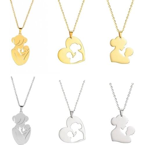 New pattern Necklace Jewelry Family Baby Pregnant Gift For Mother Gold Color Stainless Steel Women Birth