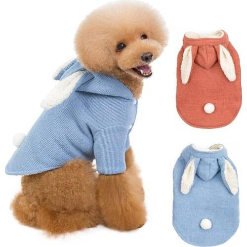 Rabbit Ear Dog Clothes Pure Dog Hoodie Pet Coat French Bulldog Pets Clothing Warm Dogs Winter Clothes for Dogs Bulldog Chihuahua